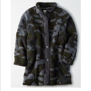 AE Fuzzy Faux Sherpa Camo Jacket